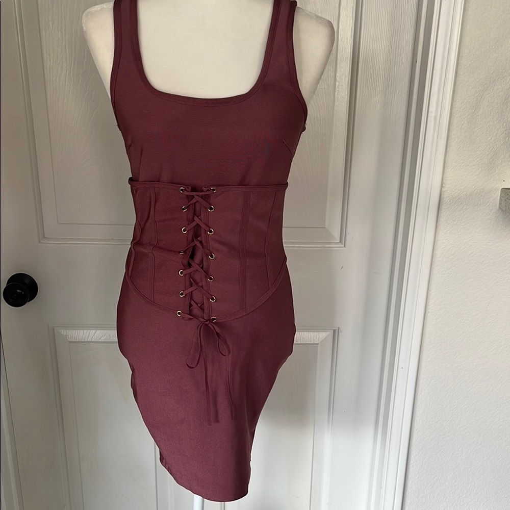 Elegant Burgundy Corset Dress